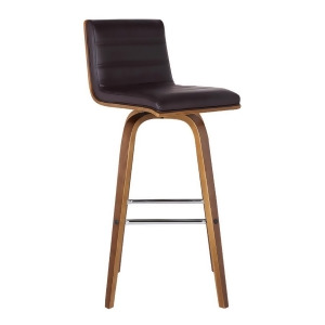 Armen Living Vienna 26 Barstool in Walnut Wood Finish with Brown Pu Upholstery - All