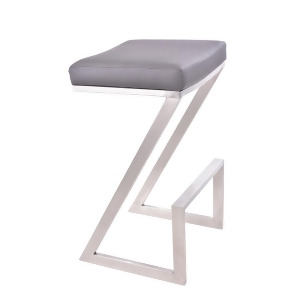 Armen Living Atlantis 30 Backless Barstool in Brushed Stainless Steel finish wi - All