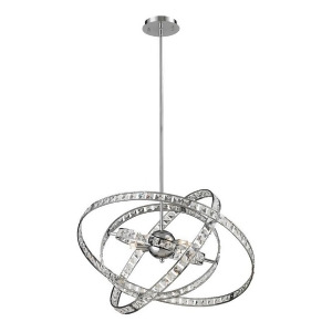 Elk Lighting Saturn 6 Light Pendant In Chrome And Clear Crystal - All
