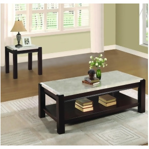 Homelegance Festus 2 Piece Marble Top Coffee Table Set in Cherry - All