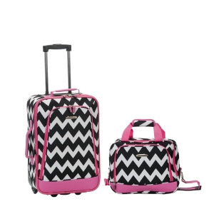 Rockland Pink Chevron 2 Piece Luggage Set - All