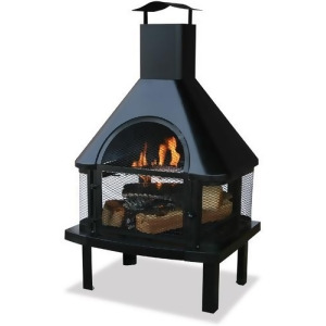 Uniflame Waf1013c Black Firehouse with Chimney - All