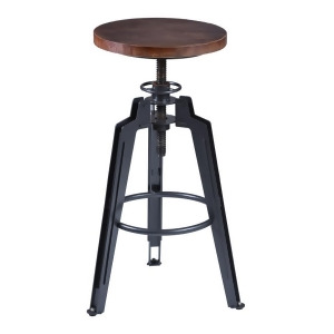Armen Living Tribeca Adjustable Barstool in Industrial Grey finish with Pine Woo - All