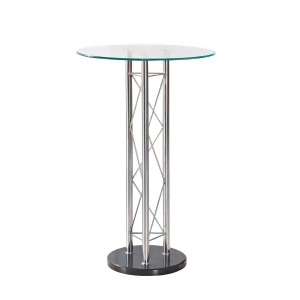 Global Usa M208bt Round Clear Glass Top Bar Table w/ Black Chrome Base - All