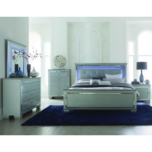 Homelegance Allura 4 Piece Panel Bedroom Set w/ Led Lighting in Silver - All