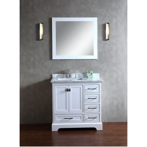 Stufurhome Chanel White 36 Inch Single Sink Bathroom Vanity With Mirror - All