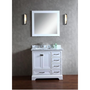 Stufurhome Chanel White 36 Inch Single Sink Bathroom Vanity With Mirror - All