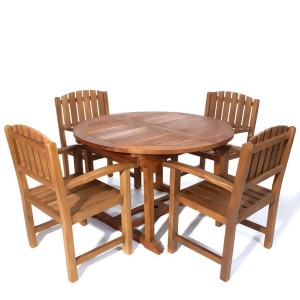 All Things Cedar Java Teak 5 Piece Oval Dining Chair Set - All