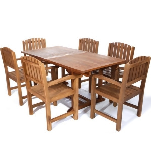 All Things Cedar Java Teak 7 Piece Rectangle Dining Chair Set - All