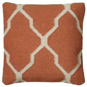 Rizzy Home Pillow Cover With Hidden Zipper In Orange And Ivory Set of 2 - All