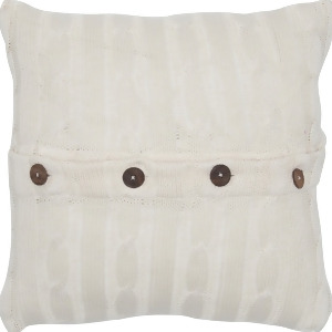 Rizzy Home Pillow Cover With Wooden Button Closure In Cream And Cream Set of 2 - All