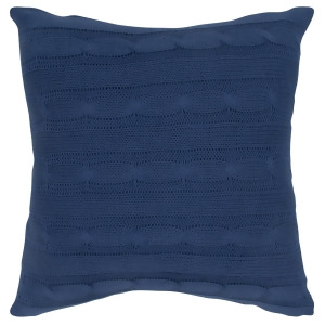 Rizzy Home Pillow Cover With Wooden Button Closure In Navy And Navy Set of 2 - All
