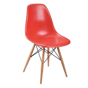 Mod Made Paris Tower Collection Side Chair With Wood Leg In Red Set of 2 - All