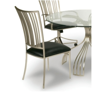 Chintaly Ashtyn Fan Back Side Chair in Brushed Nickel Plated Set of 2 - All