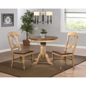 Sunset Trading Brookpond 36 Round Table and Two Napoleon Chairs in Wheat Finish - All
