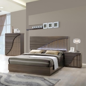 Global Furniture North 3 Piece Platform Bedroom Set in Zebra Wood w/Gold - All