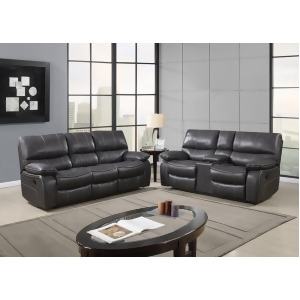 Global Furniture U0040 2 Piece Reclining Living Room Set in Grey Leather - All