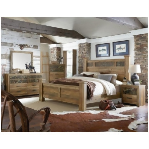 Standard Furniture Habitat 4 Piece Poster Bedroom Set in Buckskin Pine - All