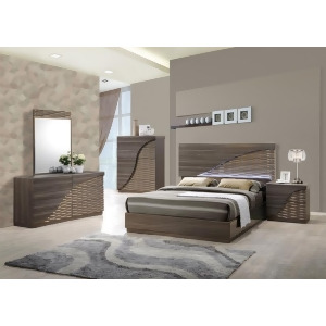 Global Furniture North 4 Piece Platform Bedroom Set in Zebra Wood w/Gold - All
