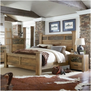 Standard Furniture Habitat 3 Piece Poster Bedroom Set in Buckskin Pine - All
