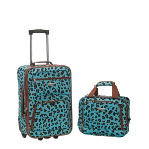 Rockland Blue Leopard 2 Piece Luggage Set - All
