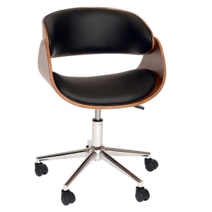 Armen Living Julian Modern Chair In Black And Walnut Veneer Back and Chrome - All
