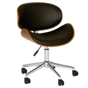 Armen Living Daphne Modern Chair In Black And Walnut Veneer Back and Chrome - All
