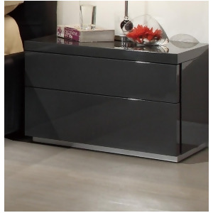 Athome Usa Athens Night stand In Charcoal Grey High Gloss - All
