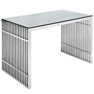 Modway Gridiron Stainless Steel Desk In Silver - All