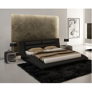 J M Furniture Wave 3 Piece Platform Bedroom Set in Black - All