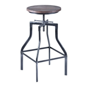 Armen Living Concord Adjustable Barstool in Industrial Grey Finish with Ash Pine - All