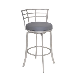 Armen Living Viper 26 Barstool in Brushed Stainless Steel finish with Grey Pu u - All