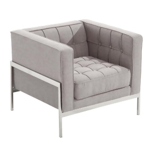 Armen Living Andre Contemporary Chair In Gray Tweed and Stainless Steel - All