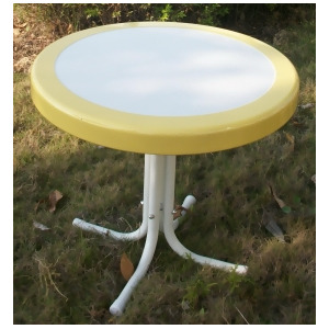 4D Concepts Metal Retro Round Table in Yellow White Metal - All