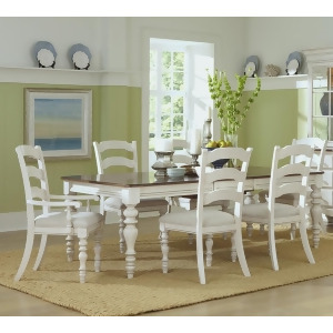 Hillsdale Pine Island 7 Piece Dining Room Set w/Ladder Chairs in Old White - All