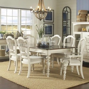 Hillsdale Pine Island 7 Piece Dining Room Set w/Wheat Chairs in Old White - All