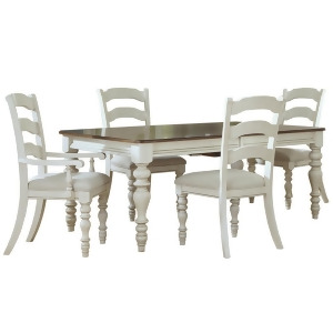 Hillsdale Pine Island 5 Piece Dining Room Set w/Ladder Chairs in Old White - All