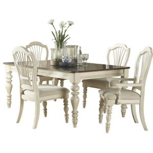 Hillsdale Pine Island 5 Piece Dining Room Set w/Wheat Chairs in Old White - All