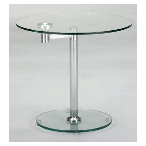 Chintaly Round Glass Lamp Table In Chrome - All