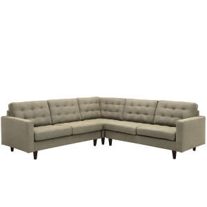 Modway Empress 3 Piece Fabric Sectional Sofa Set In Granite - All