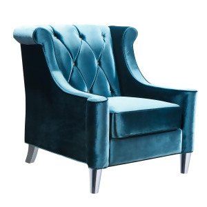 Armen Living Barrister Chair In Blue Velvet With Crystal Buttons - All