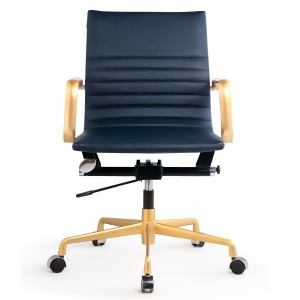 Meelano M348 Office Chair In Gold And Navy Vegan Leather - All
