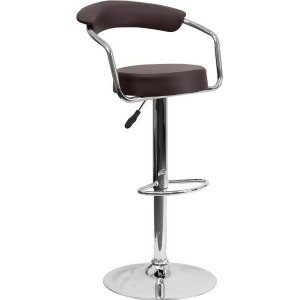 Flash Furniture Contemporary Brown Vinyl Adjustable Height Bar Stool w/ Arms C - All