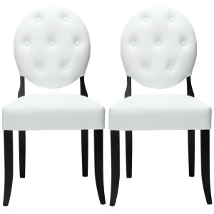 Modway Button Dining Chairs Set of 2 in White - All