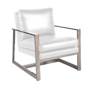 Allan Copley Designs Christopher Lounge Chair in White Leatherette w/ Polished S - All