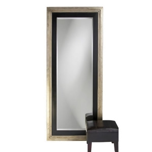Howard Elliott 43011 Dawson Antique Silver Leaf Mirror w/ Black Inset Leaner - All