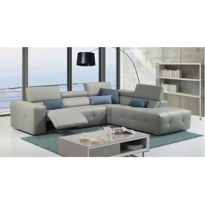 J M S300 4 Piece Italian Leather Sectional Set In Light Grey - All
