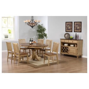 Sunset Trading Brookside Pedestal Table and Six Brookdale Slat Back Chairs in Wh - All