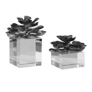 Uttermost Indian Lotus Metallic Silver Flowers Set of 2 - All