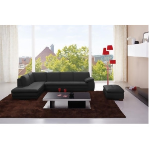 J M 625 2 Piece Italian Leather Sectional And Ottoman Set In Black - All